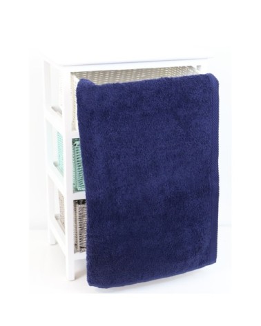 Serviette de toilette éponge en coton bleu marine 50x100 cm