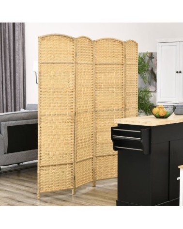Paravent intérieur séparateur pliable bois naturel