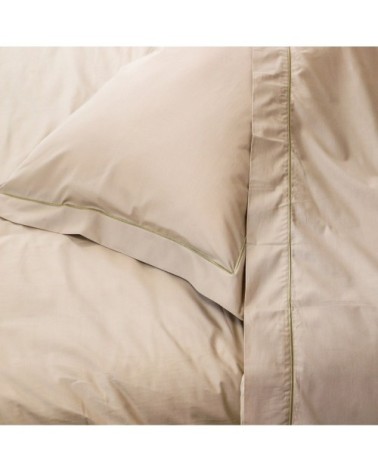 Parure drap plat et taies en percale de coton beige foncé 280x290 cm