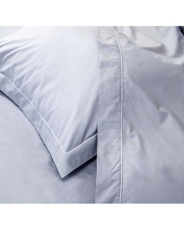Parure drap plat et taies en percale de coton gris clair 270x290 cm