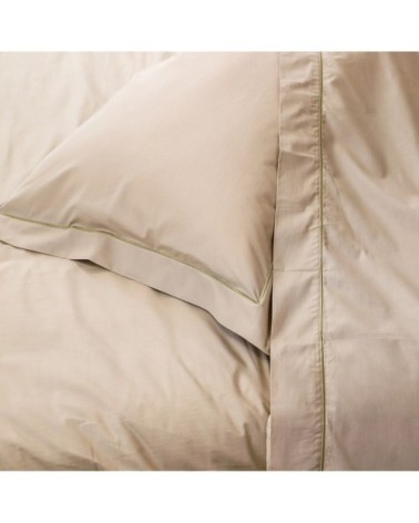 Parure drap plat et taies en percale de coton beige foncé 270x290 cm