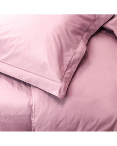 Parure drap plat et taies en percale de coton violet 180x290 cm