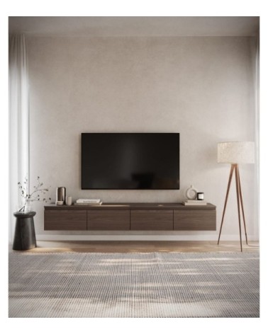 Meuble tv suspendu, aspect noyer wisconsin, 200 cm