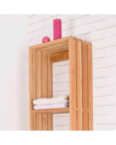 Colonne salle de bain et porte serviette suspendu en teck H140cm