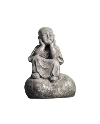 Statue moine Shaolin pensif gris H80cm
