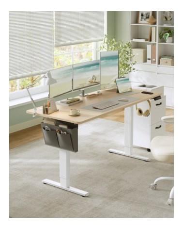 Bureau électrique réglable en hauteur 160 x 70 cm doré chêne