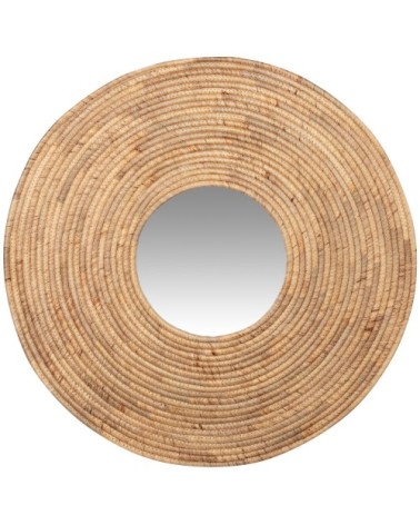 Miroir rond entouré de jacinthe d'eau beige D69