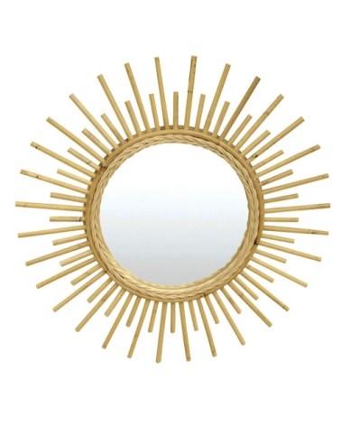 Miroir en rotin vernis naturel D55cm