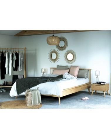 Miroir en rotin vernis naturel D55cm