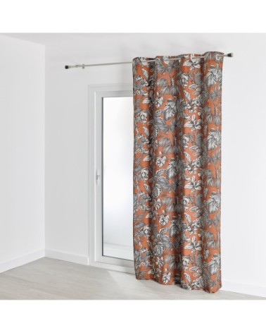 Rideau en toile imprimée coton brun 260 x 140