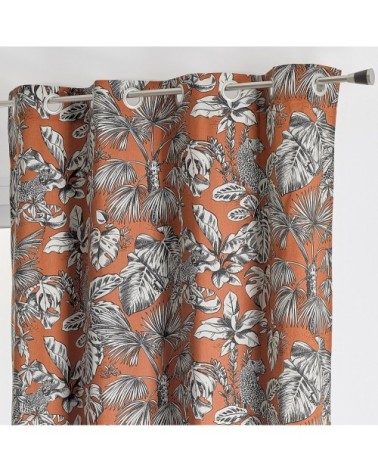 Rideau en toile imprimée coton brun 260 x 140