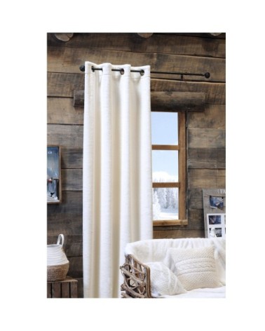 Rideau cocooning en fausse fourrure polyester blanc 260 x 140