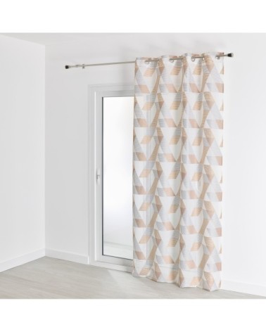 Voilage à jacquard géométrique polyester orange 240 x 140