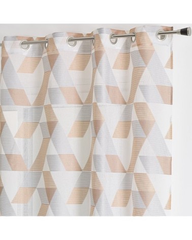 Voilage à jacquard géométrique polyester orange 240 x 140