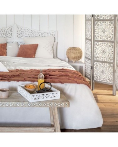 Jeté de lit à franges coton terracotta 180 x 130