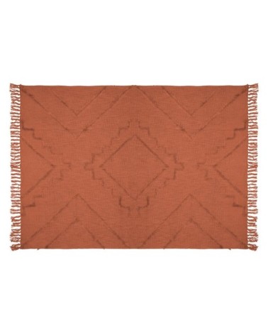 Jeté de lit à franges coton terracotta 180 x 130