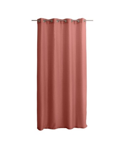 Voilage uni ajouré à illets polyester rose 240 x 140
