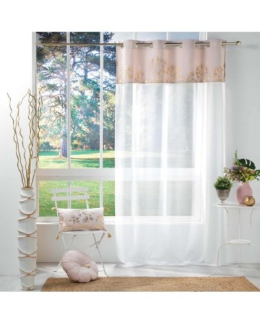 Voilage effet velours et imprimé or polyester dragée 240x140cm