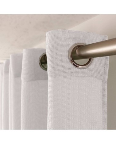 Voilage uni ajouré à illets polyester blanc 240 x 140