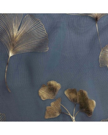 Voilage imprimé métallisé polyester marine/or 240 x 140