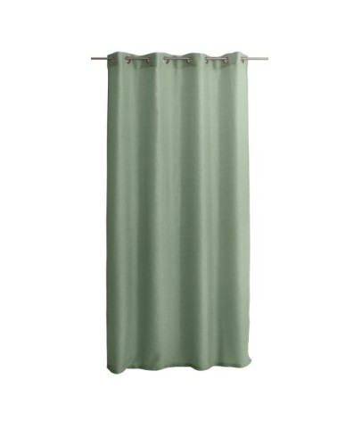 Voilage uni ajouré à illets polyester vert 240 x 140