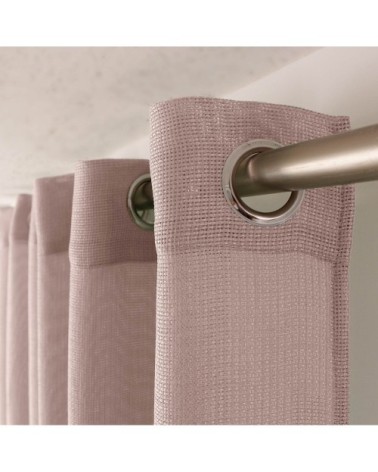 Voilage uni ajouré à illets polyester marron glacé 240 x 140