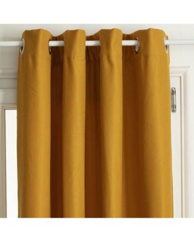 Rideau thermique et isolant uni polyester ocre 260 x 140