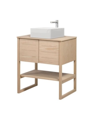 Meuble salle de bain Chêne naturel 70 cm  + Vasque carrée 36 cm