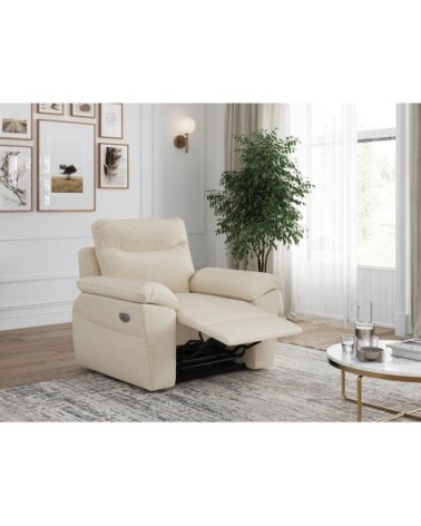 Fauteuil de relaxation électrique en tissu - beige
