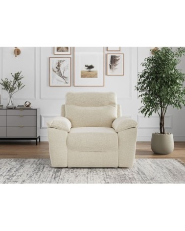 Fauteuil de relaxation électrique en tissu - beige