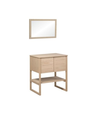 Meuble de Salle De Bain Chêne 70 cm  + Miroir Bois L50xH70cm