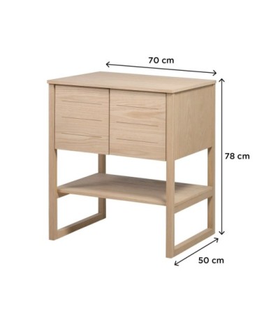 Meuble de Salle De Bain Chêne 70 cm  + Miroir Bois L50xH70cm