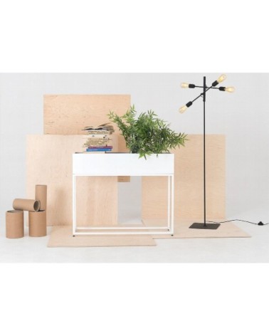 Jardinière en métal laqué blanc 100x30x60