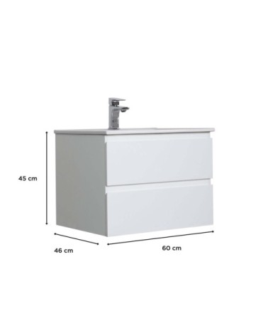 Meuble simple vasque suspendu blanc 60 cm