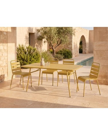 Table de jardin acier jaune moutarde