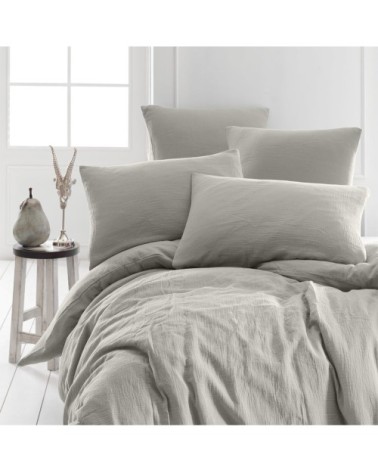 Housse de couette en gaze de coton gris perle 260x240 cm