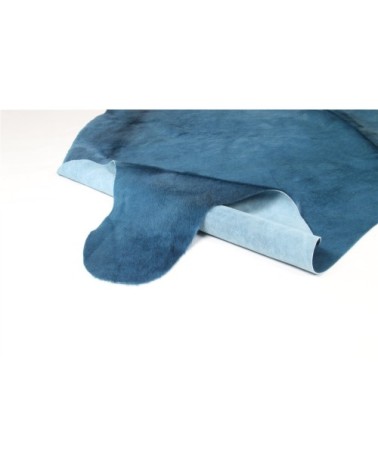 Tapis peau de vache bleu 220x180