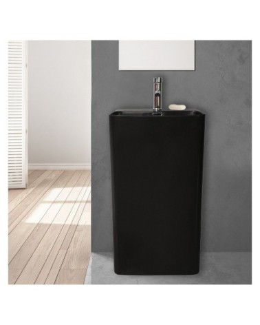 Lavabo colonne en céramique noire 46 x 85 x 34 cm