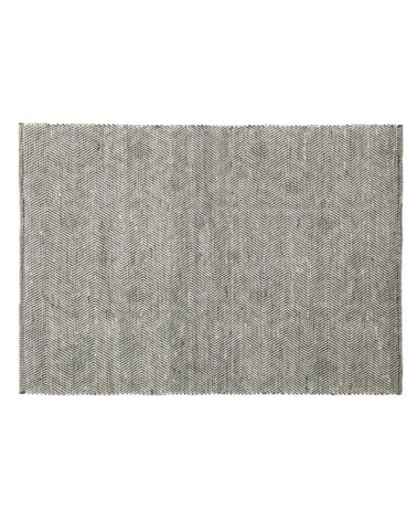 Tapis réversible en laine et coton recyclé motifs graphiques écrus et noirs 140x200