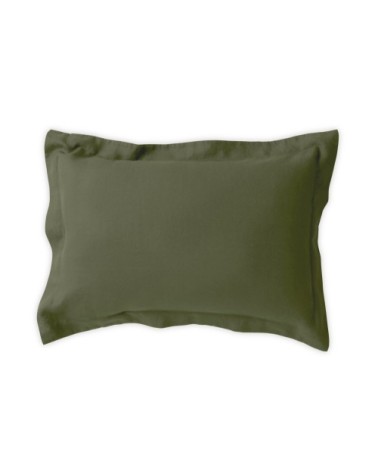 Taie d'oreiller 50x70 verte en lin lavé