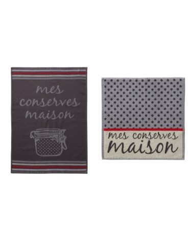 Lot de 6 torchons gris en coton 50x70