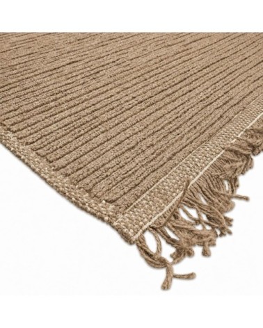 Tapis en jute naturel artisanal beige avec franges 160x230