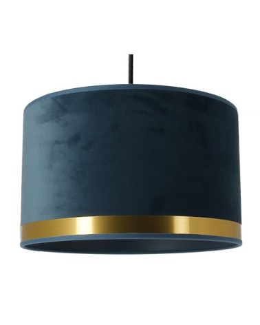 Suspension cylindre en velours bleu D29cm