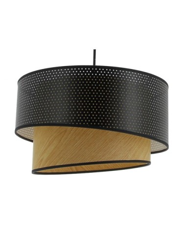 Suspension coton perforé & bois D38cm