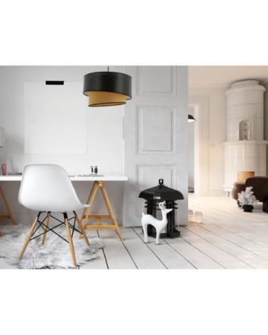 Suspension coton perforé & bois D38cm