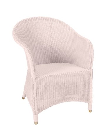 Fauteuil en Lloyd Loom laqué rose pâle