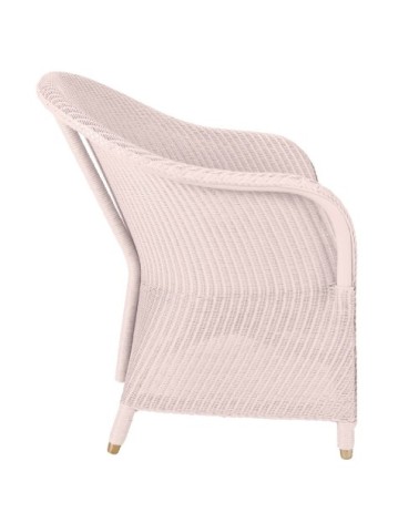 Fauteuil en Lloyd Loom laqué rose pâle