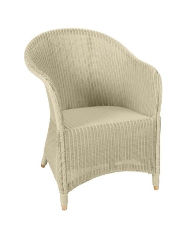 Fauteuil en Lloyd Loom laqué blanc cassé