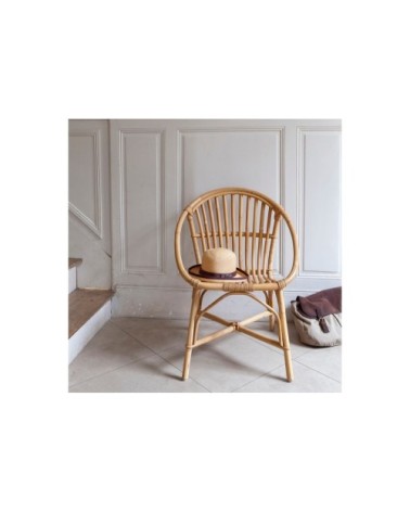 Fauteuil en rotin vintage beige