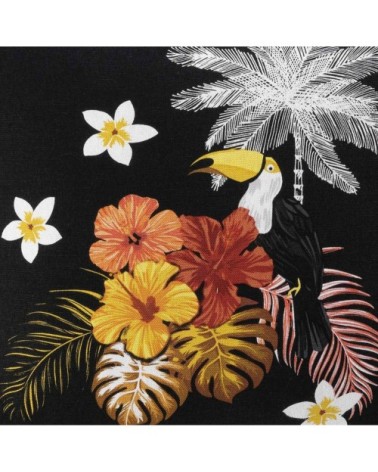 Housse de coussin aux impressions exotiques coton noir 40x40cm